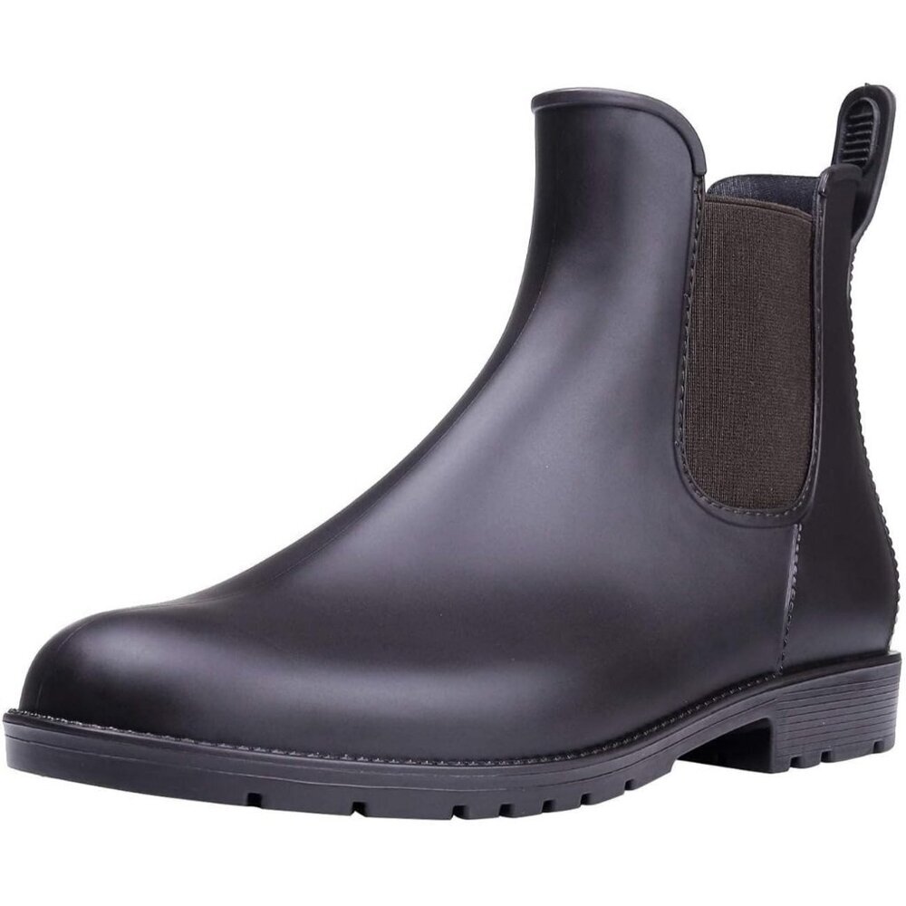 Women's Dark Brown Pointed Toe Waterproof Chelsea Double Elastic Ankle Boots